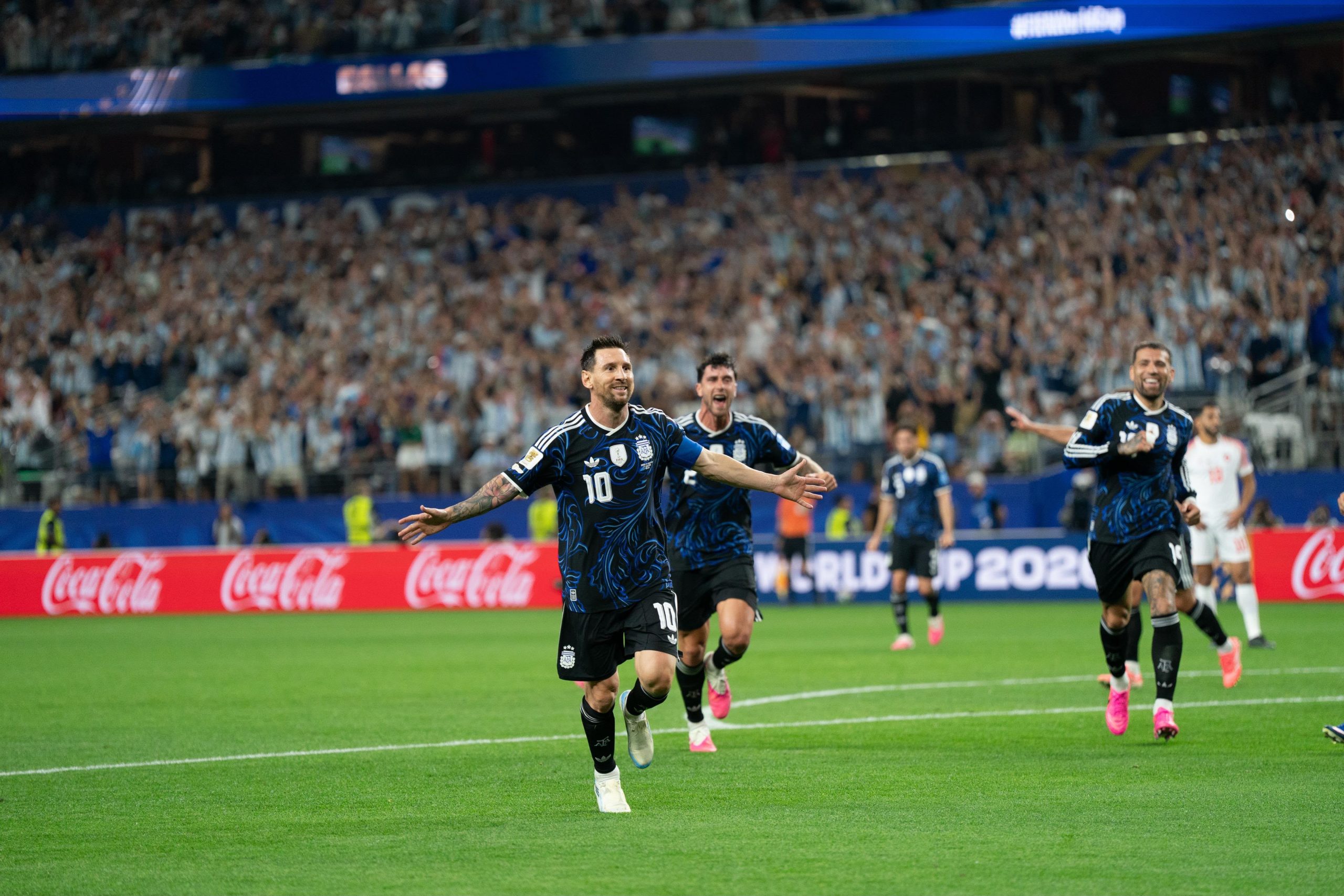 Messi celebrating for Argentina
