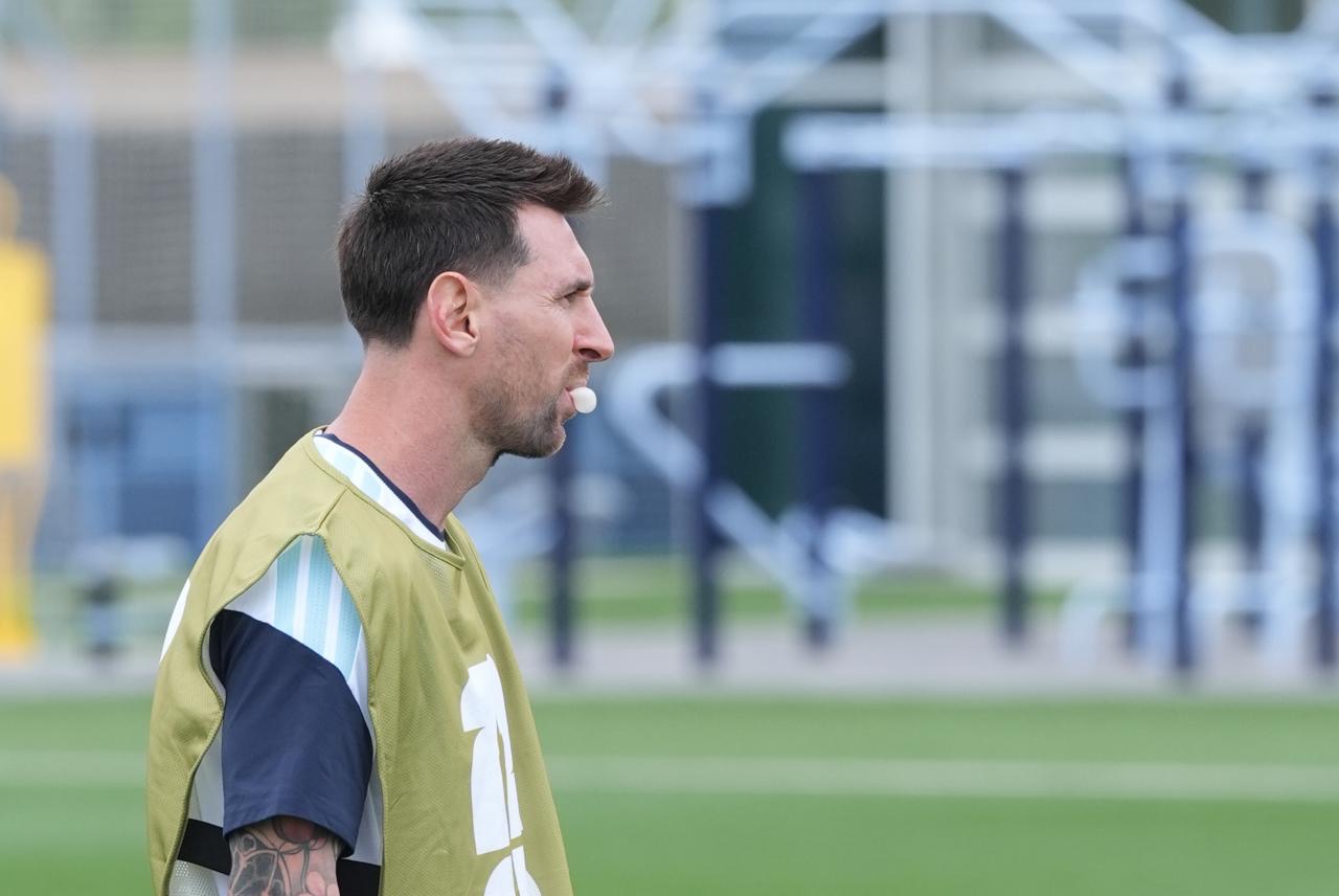 Messi during Argentina practice